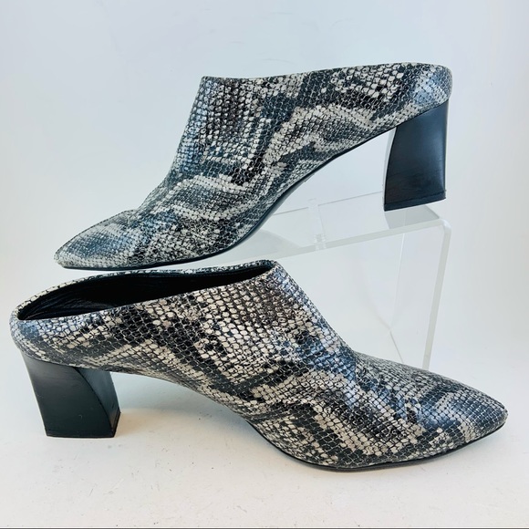 AGL Attilio Giusti Leombruni Pointy Toe Grisu Grey Snake Mules size 12.5 42.5 - Picture 4 of 11